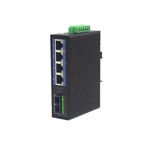 Din Rail Unmanaged Industrial POE Switch 1 Fiber Port 4 POE Ports