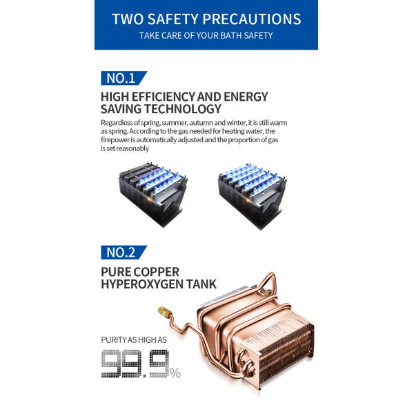 Stainless Steel Gas Water Heater NG LPG Gas Hot Water System 10L 12L Wall Mounted