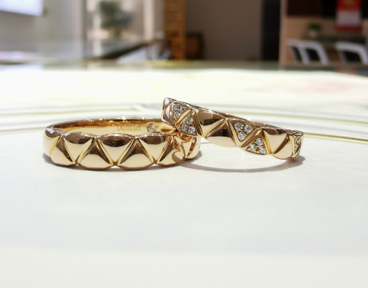 Artistic Geometric Pattern OEM 9g Valentine Couple Rings