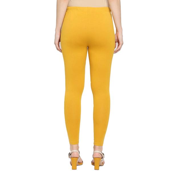 High Quality Women Yellow Solid Cotton Ankle Length Gym Yoga Leggings Sport with OEM Logo