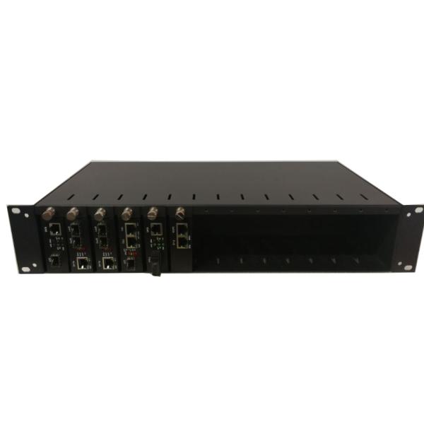 19 Inch 2U Height 14 Slot Rack Mount Chassis AC 100-240V Input For Fiber Media Converter