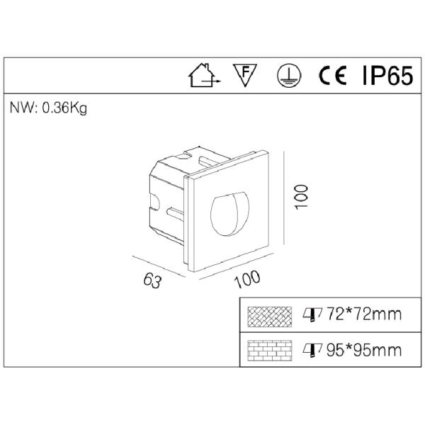 3W Exterior LED IP65 wall Light Europen Design CE RoHs  Outdoor LED Step Light 3000K