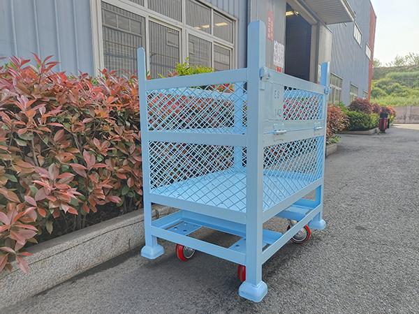 Foldable Mesh Powder Coating Metal Pallet Cage For Warehouse Logistics