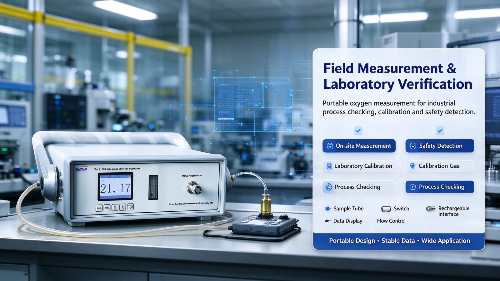 Industrial Portable Gas Analyzer O2 Purity Detector With LCD Display Metal Construction