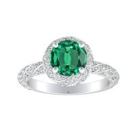 El laboratorio de los anillos de bodas del corte de ronda de la joyería del halo creó a Emerald Engagement Ring verde