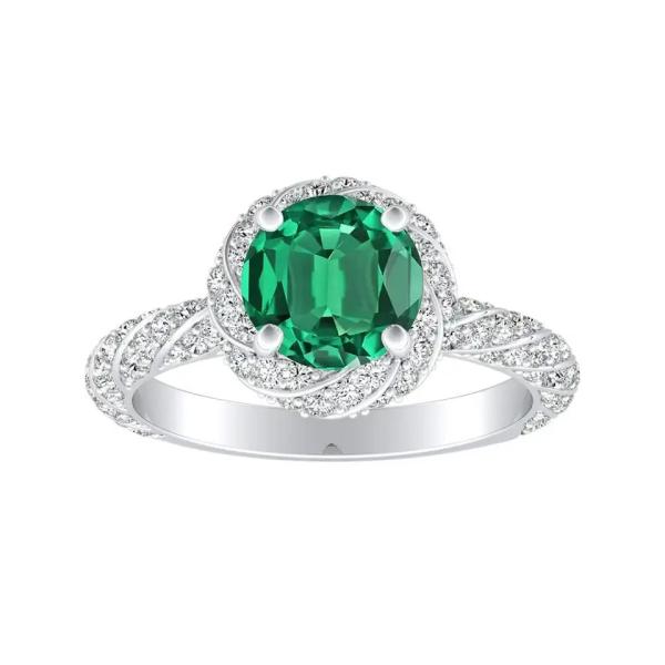 Plated Natural Freshwater Round Cut Pearl Green Emerald Vintage Engagement Ring In Sterling Silver