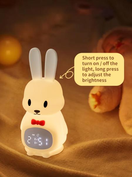 Trainer de sono de silicone de coelho LED para quarto de bebê e criança recarregável e portátil