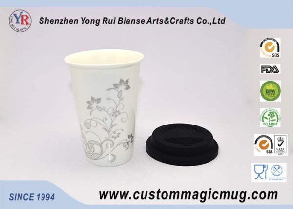 Silicone Cover 12oz Starbucks Ceramic Travel Mug , Multi Photo Color Changing Mug