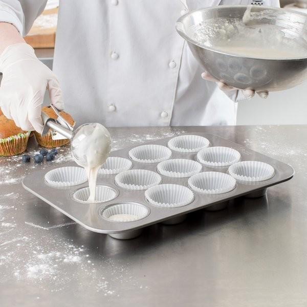 RK Bakeware China-12 Compartment Fluted 1.5mm Muffin Baking Pan Glazed Aluminized Steel