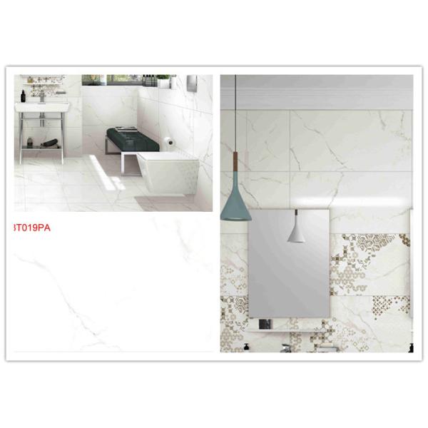 High Glossy Super White Marble Effect Porcelain Tiles 400x800 10mm Thickness
