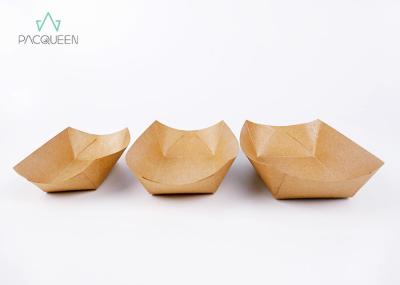 Boat Shaped Kraft Paper Takeaway Boxes Handmade Appearance For French Fries