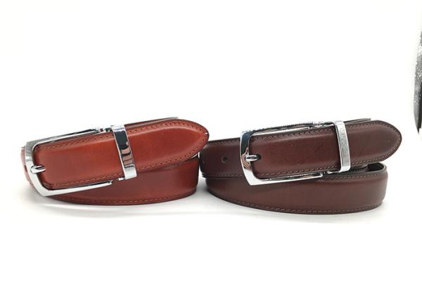 28mm Width Womens Pure Leather Belt Feather Edge With Clip Buckle