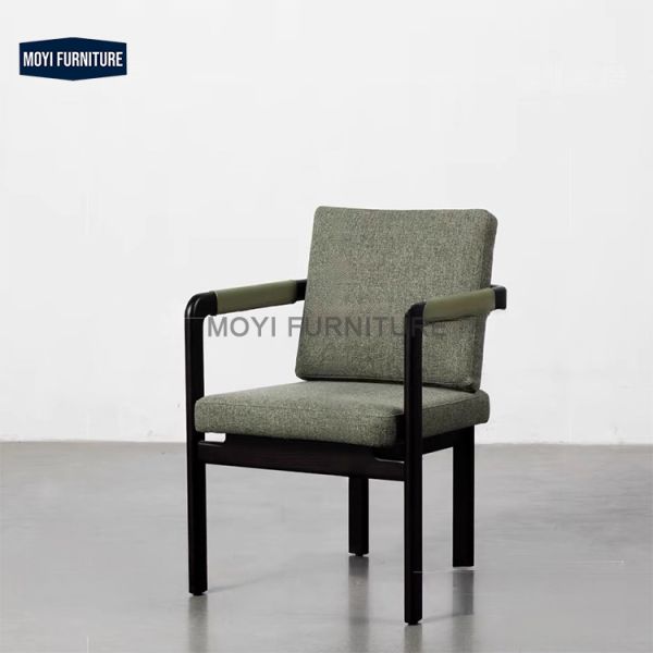 Modern Nordic Style Solid Wood Dining Chair with Armrests Comfortable Soft Cushion for Hotel Restaurant Outdoor or Indoor Use