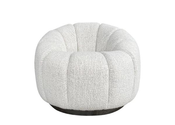 Functional Fabric Swivel Chair Plinth Boucle Pumpkin Arm Chair Tufted Beige