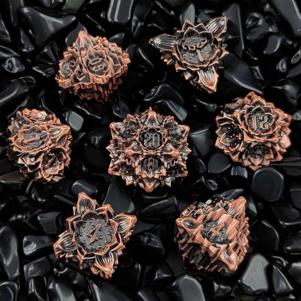 Lotus Metal Dice Set DND Dungeons And Dragons TRPG Polyhedral COC D6 Board Game