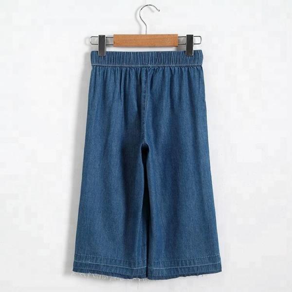 Adjustable Waist Size Kids Denim Clothes Wide Leg Shorts For Girls