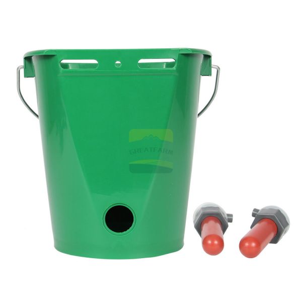 Portable 8L Capacity Multi Teat Lamb Feeding Bucket with Metal Handle for Sheep and Livestock