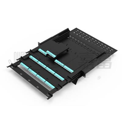 tableau de connexions de 144C MPO glissant le type complètement chargé avec le SM de cassettes de 12C MPO-LC