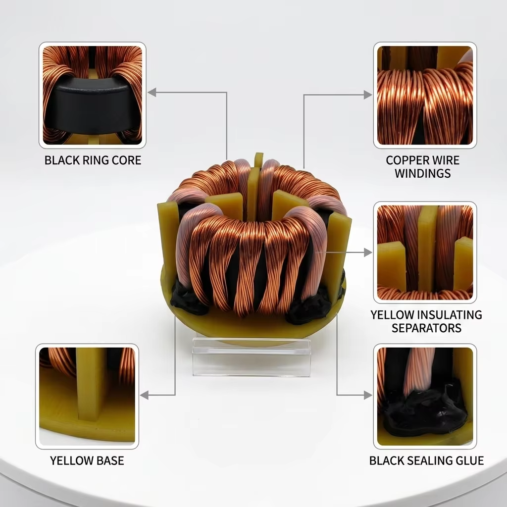 T50 High Current Toroidal Inductor Vertical PCB Mount Stable Performance