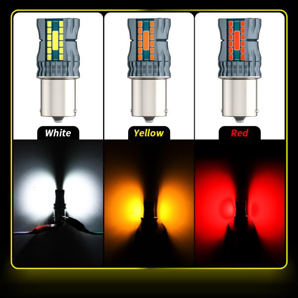 Waterproof 12V 1156 3030 24LED+2COB Brake Turn Signal Lights 3156 Dual Color Led Bulb