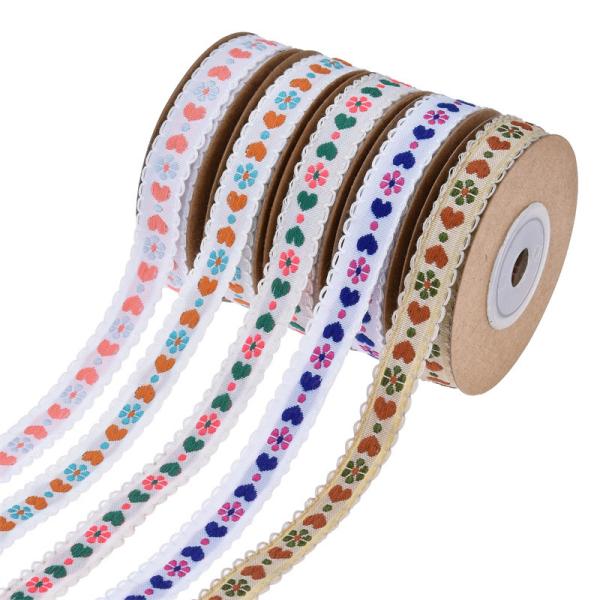 Jacquard 12mm Floral Wired Ribbon ISO14001 Vintage Floral Ribbon