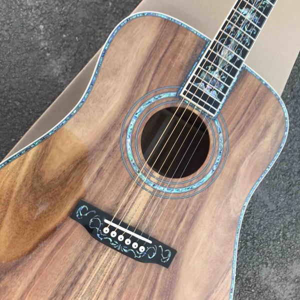 Real Abalone Inlay 41 Inch Koa Wood Round Body Classic Acoustic Guitar Free Shipping