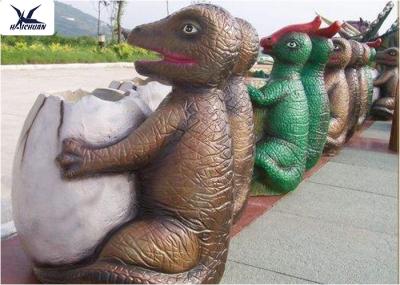 Dinosaur / Animal Life Size Fiberglass Statues Garbage Can Model Road Beautification