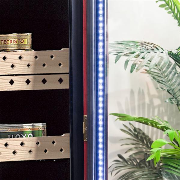 Electronic Humidor Cabinet Cigar Cooler Humidifier With Brown Wood Frame Humidificador de cigarros con marco de madera marrón
