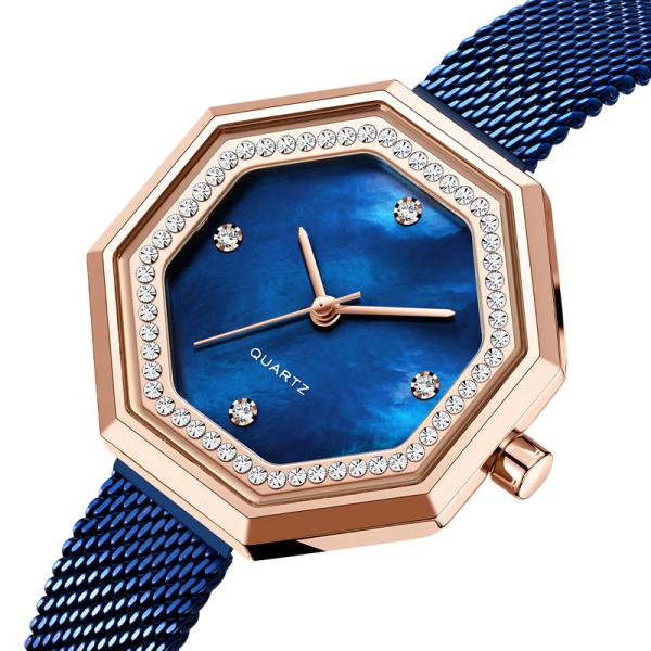 Exquisite Diamond Female Watch Japanese Movement Waterproof Steel Mesh Belt
