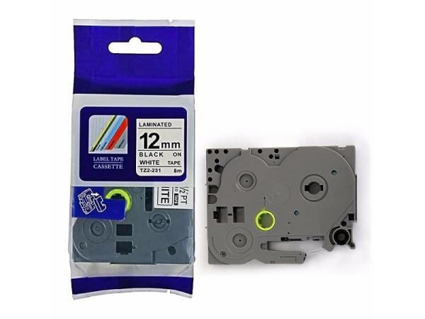 Plastic P Touch 12mm Wide Brother Printer Tape Cassette TZ-211 Black And White