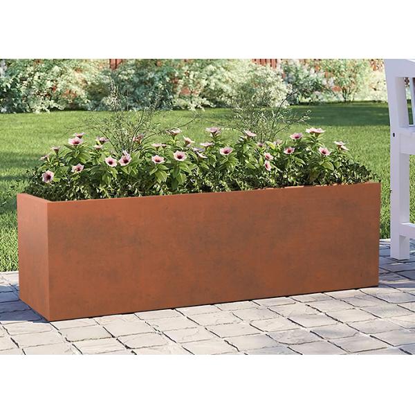 Customized Outdoor Large Planter Box Rectangular Corten Steel Flower Pots