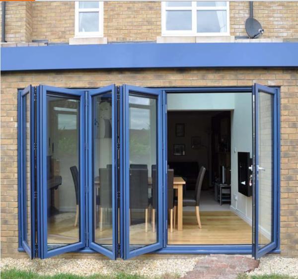 KLUK Aluminium Bifold Doors Laminated Glass Wood Grain For Patio