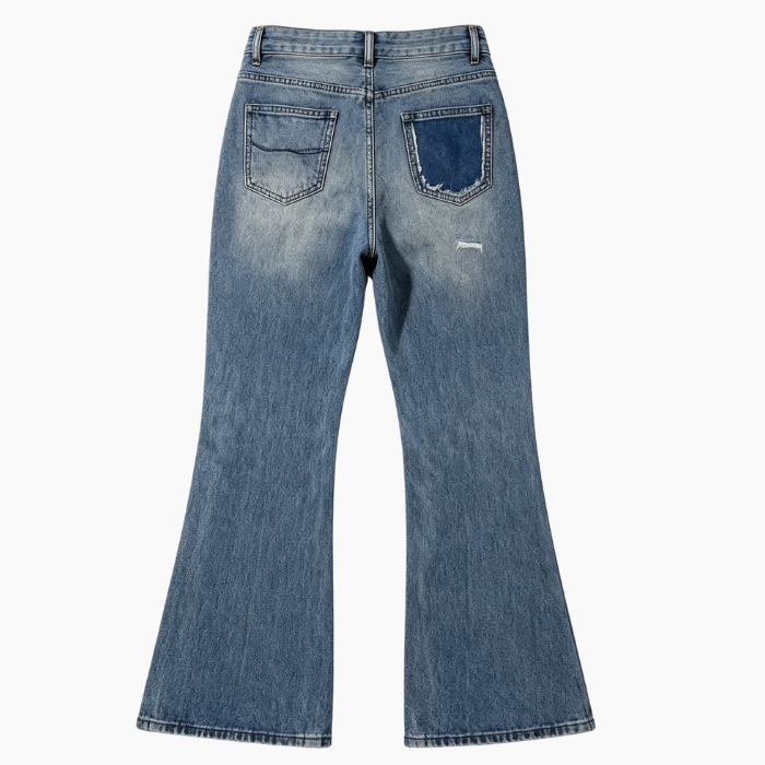 Faded Men's Jeans Horizontal Vintage Straight Leg Jeans Medium Blue