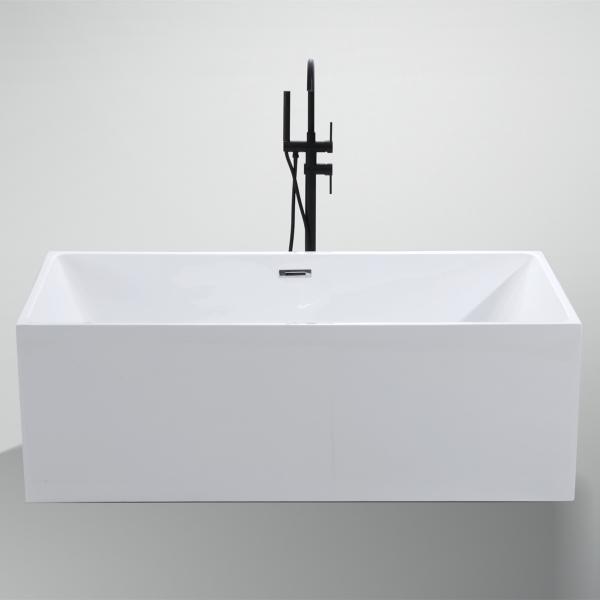 1800mm Straight Narrow Rim Border Freestanding Acrylic Bathtub with Whirlpool Function