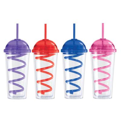 16oz AS/PS Double wall tumbler with dome lid and straw eco-friendly FDA/LFGB/CA65/CE/E