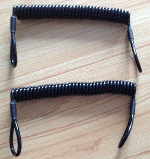 Hot Selling China Manufacturer Supply Black High Pulling Spiral Coiled Retainer Strap w/2loops End
