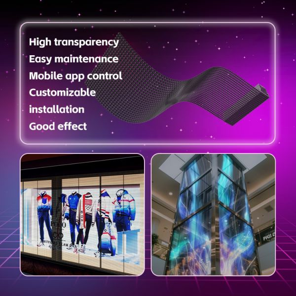 Custom P10 SMD2222 12V IP67 LED Film Display Holographic LED Screen for Glass Window Advertising