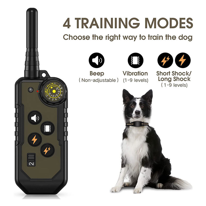 Intelligent Rechargeable Eco-friendly Nylon Plastic Waterproof IP67 Remote Control Dog Trainer Electric Shock Collar Barking