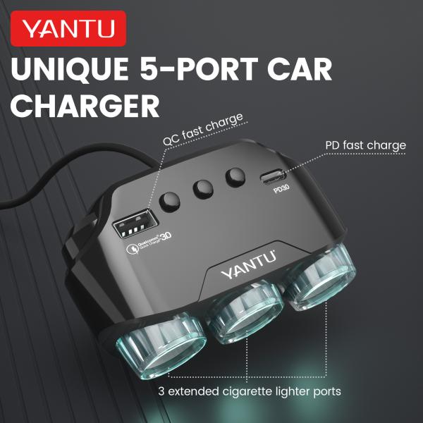 Professional 12V-24V Cigarette Lighter with 2 Charging Ports and Voltage Monitoring