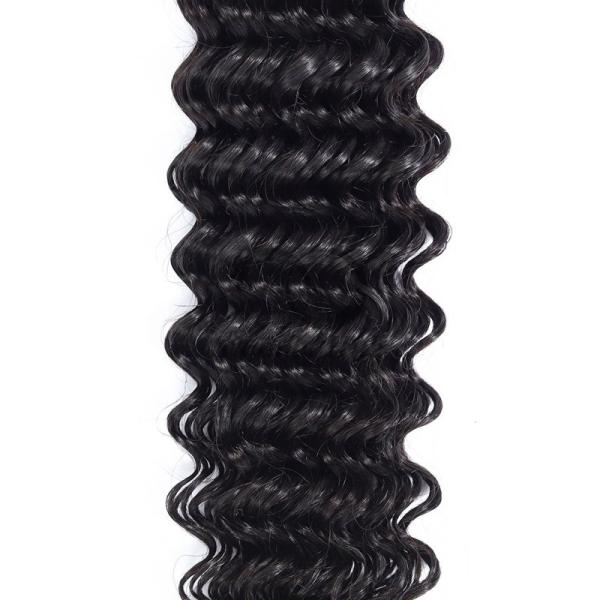 Natural Black Deep Wave Remy Human Hair Bundles Sew In Weave Bundles Brazilian Bundle Deals
