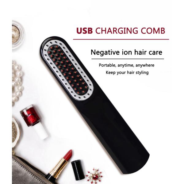 NASV Wireless 2 In1 Flat Iron Hair Straightener Brush Comb USB Plug LCD Display