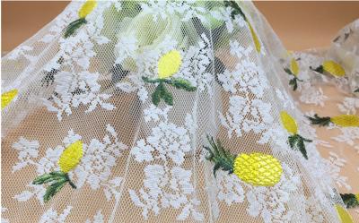 2018 Summer Newest Style Pineapple  Embroidery Fabric 140cm wide for wedding dress