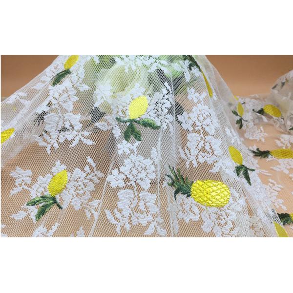 2018 Summer Newest Style Pineapple Embroidery Fabric 140cm wide for wedding dress