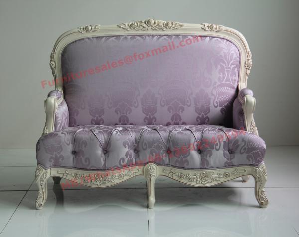 Parquetry and Golden Decortation in Wooden Carving Frame with Fabric Upholstery Sofa