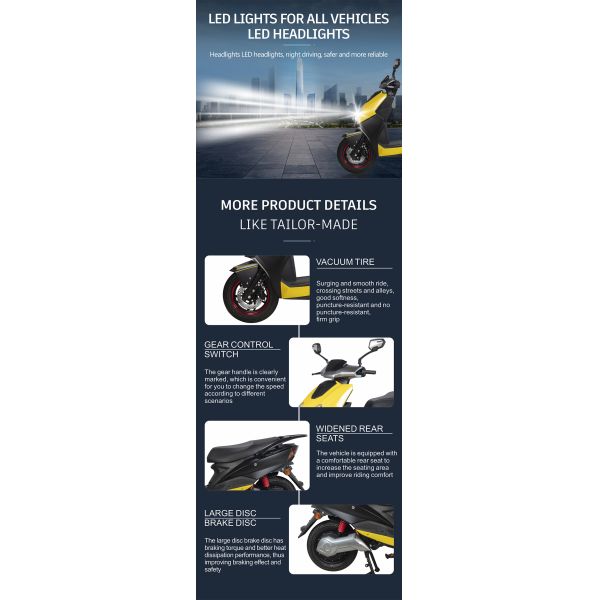 1500W Micro Mobility Electric Scooters Road Legal Motorcycle 75KG