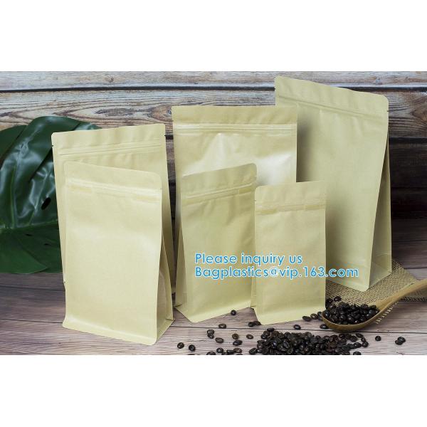 White Kraft Paper Stand Up Zipper Pouches Aluminum Foil High Barrier Quad Seal Bag For Food Package