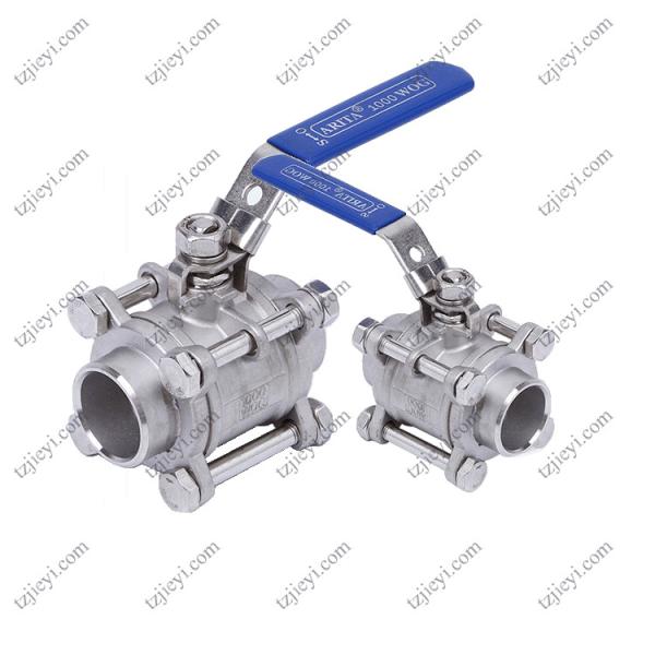 Butt Welding End Connection Pieces Stainless Steel 3 Piece Water Ball Valve