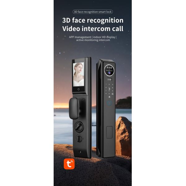 Qleung S959max Smart Door Lock with 3D Facial Recognition Fingerprint Recognition and Mobile Phone Unlock