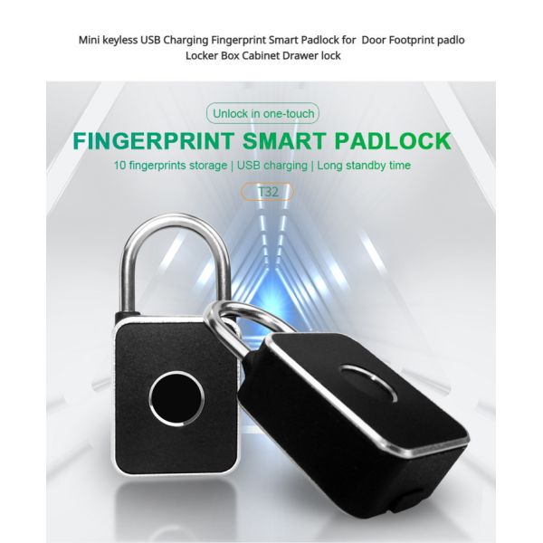 Biometric Fingerprint Smart Electronic Portable Zinc Alloy Hardened Shackle Temperature Resistant 110g Lightweight Security