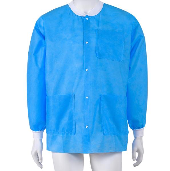 Cheap Disposable dental non-woven lab gown hospital long sleeve short coat for doctor and nurse